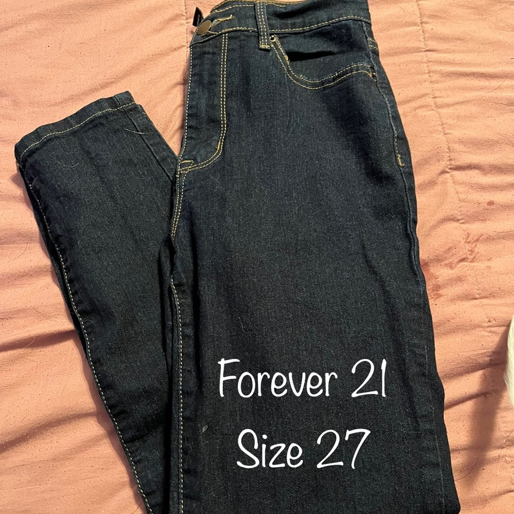 Dark wash blue denim skinny jeans